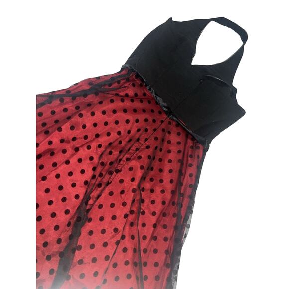 Vintage Rampage Juniors Sz 7 Red Black Polka Dot Halter Dress 50s Inspired - Picture 15 of 15